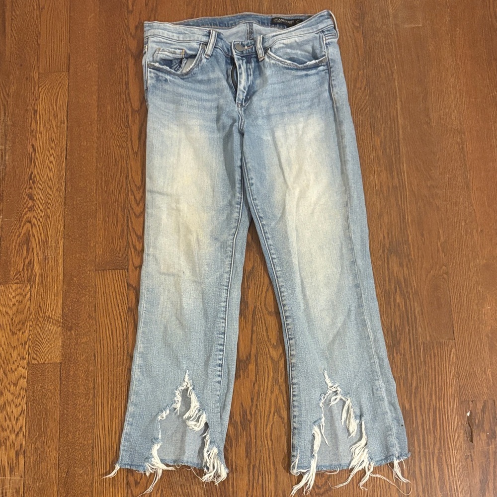 Blank NYC Distressed Light Blue Women's Ankle Fringe Jeans